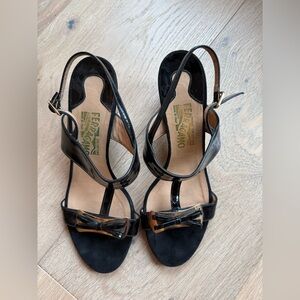 Vintage Salvatore Ferragamo Black Bow Heels